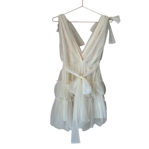 mabel Dresses & Skirts - Mable Lyanna Elegant Pearl Studded Dress Size Small